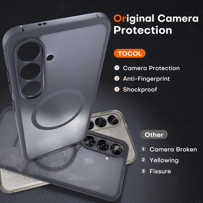 Samsung Galaxy S25 Case Magnetic, Upgraded [Full Camera Protection][Military Drop Protection] Matte Back Cover for S25, Black