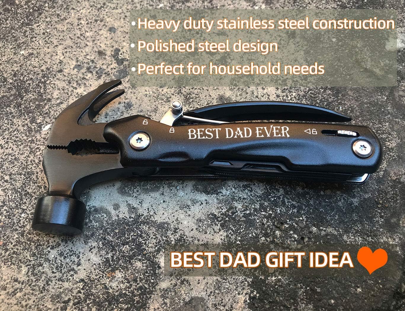 All-in-One Tools: 12-in-1 Mini Hammer Multitool - Father's Day Gifts from Kids - Cool Gadgets & Birthday Presents for Dad