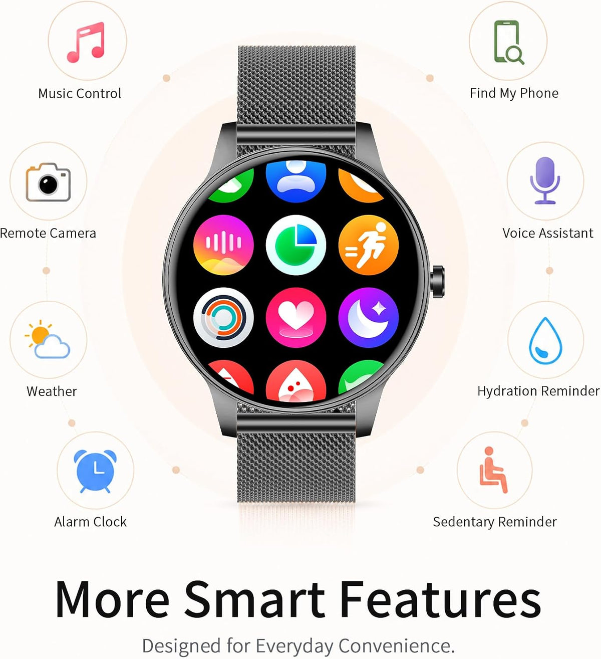 HER Luxury Smart Watch with Bluetooth Calling, 1.32" Custom Dial Fitness Tracker – Heart Rate, Sleep & Step Monitor, Waterproof, Android & iPhone Compatible