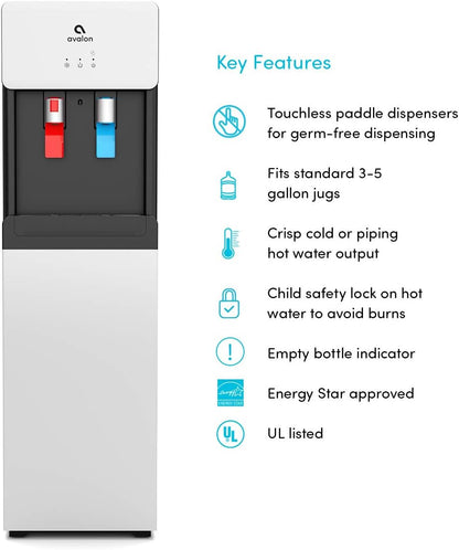 Avalon Bottom Loading Water Cooler Dispenser, Hot/Cold, Child Safety Lock, UL/Energy Star Approved- White