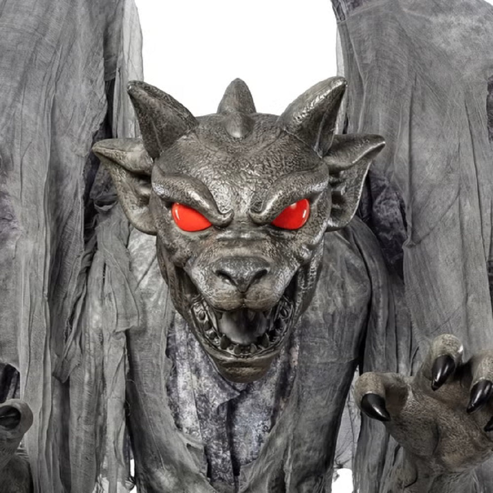7.3 ft Animated Grim Stone Gargoyle Halloween Decoration
