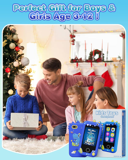 Kids Smart Phone Toy with Dual Cameras, Educational Games & MP3 Player – Blue Dinosaur