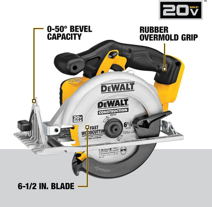 DEWALT 20V MAX* 6-1/2-Inch Circular Saw Kit, 5.0-Ah (DCS391P1)