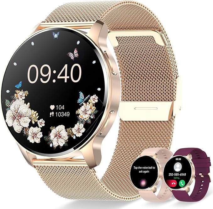HER Luxury Smart Watch with Bluetooth Calling, 1.32" Custom Dial Fitness Tracker – Heart Rate, Sleep & Step Monitor, Waterproof, Android & iPhone Compatible