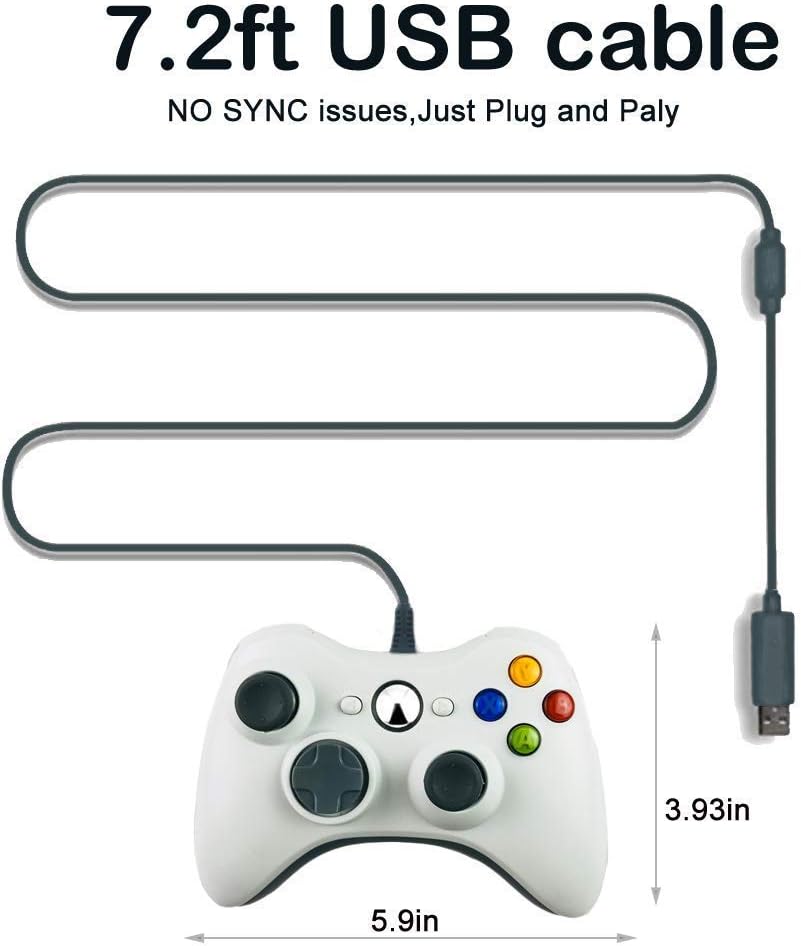 Reiso Xbox 360 Wired Controller 2-Pack – USB Gamepad for Xbox 360 & PC