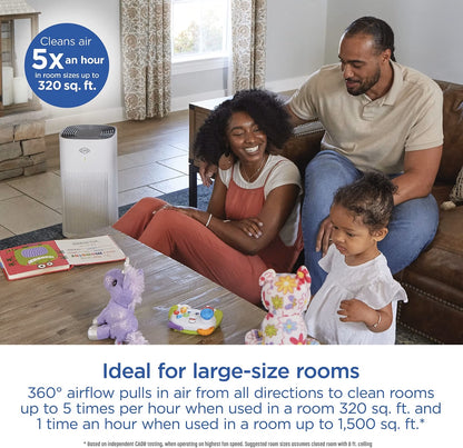 Clorox Large Room Air Purifier with True HEPA Filter, 1,500 Sq. Ft., Auto Mode & Air Quality Sensor