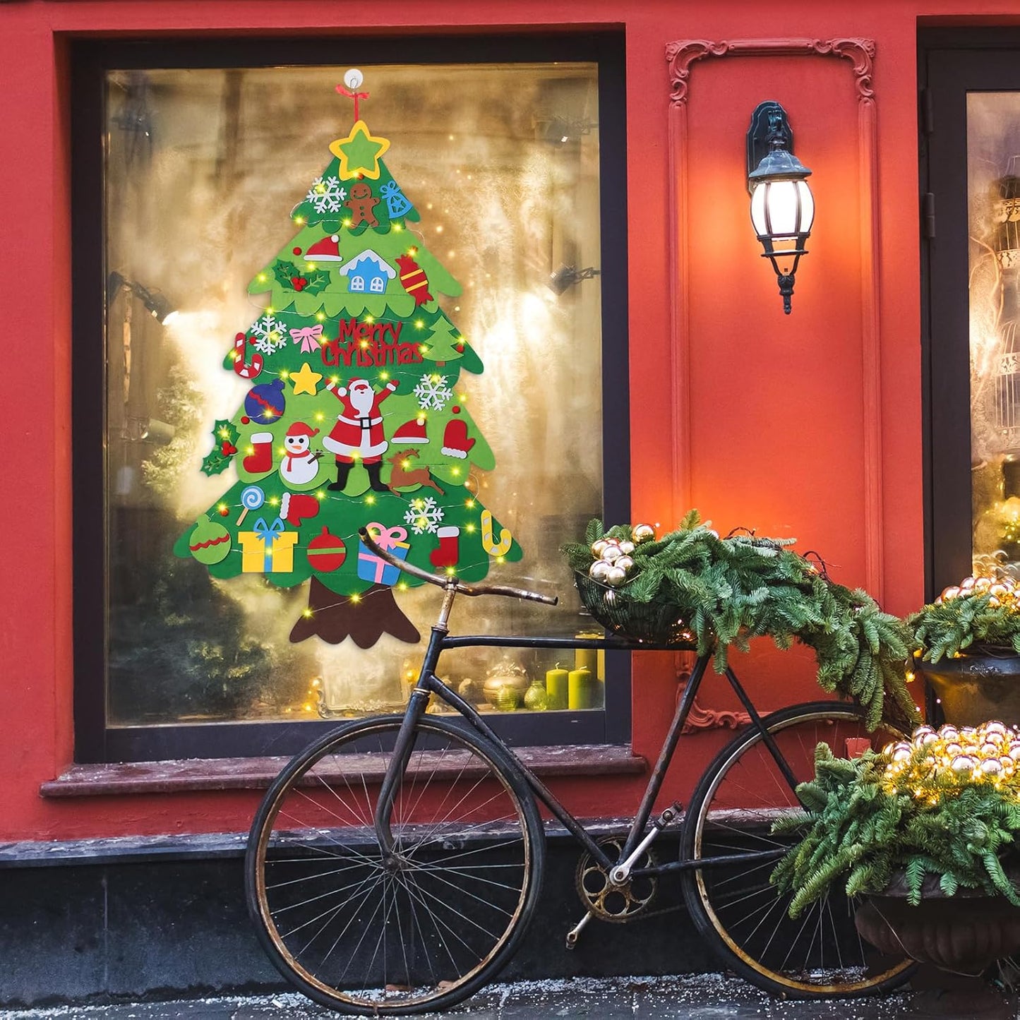 3.28Ft DIY Felt Christmas Tree for Kids with 32 Ornaments and LED Light