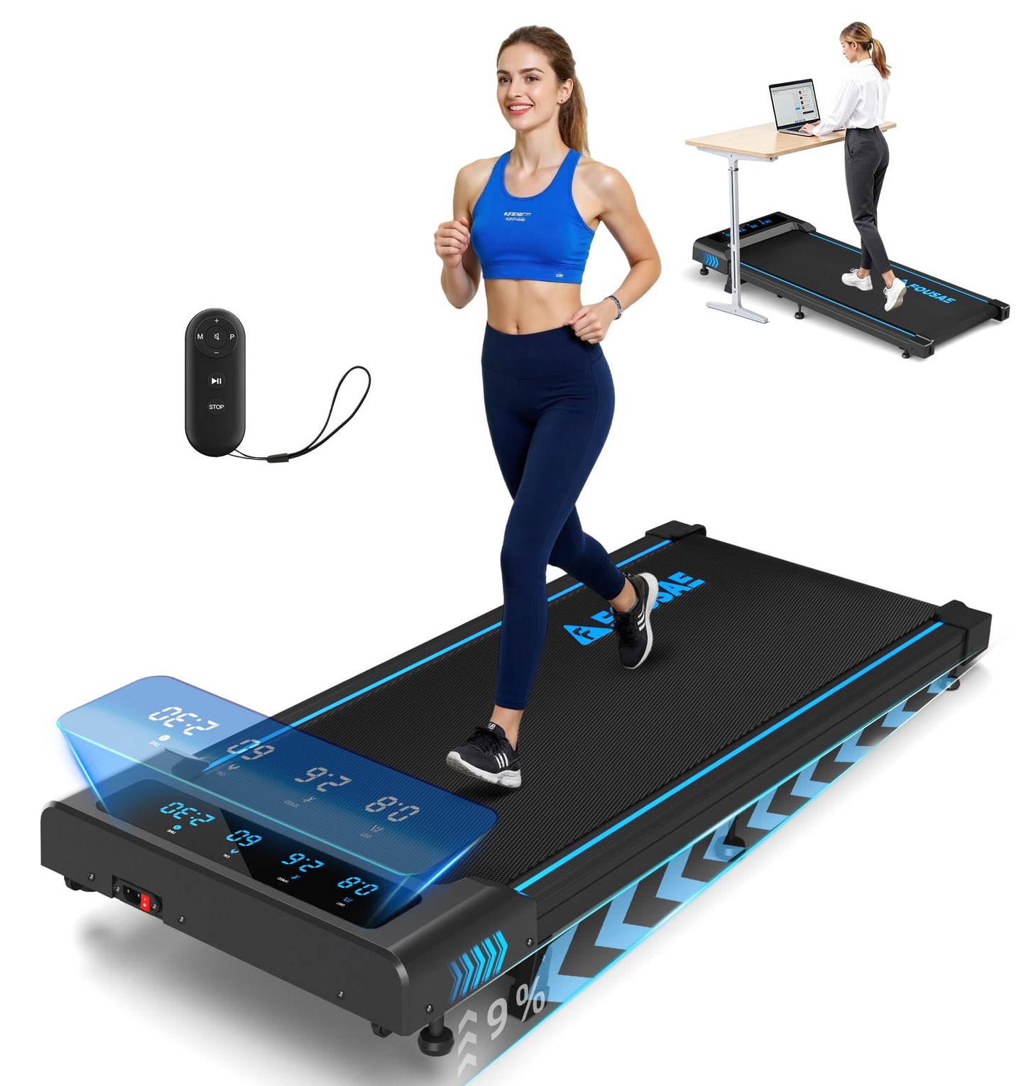 4-in-1 Walking Pad Treadmill with 9% Incline, 2.5HP Brushless Motor, 6.2 MPH Speed, 12 HIIT Programs, LED Display & Remote Control, 330 lb Capacity