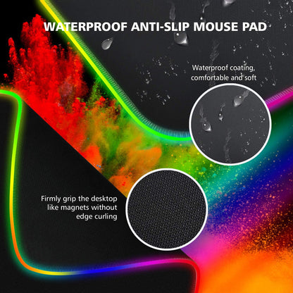RGB XXL Gaming Mouse Pad with 14 Light Modes – Waterproof, Anti-Fray, 31.5" Extended Desk Mat
