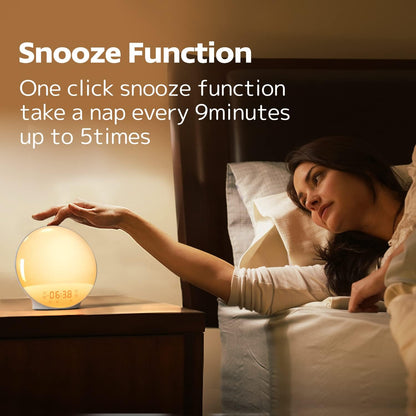 Sunrise Alarm Clock for Restful Mornings - 7 Colors Night Light, Wake Up Light with Sunrise/Sunset Simulation, Dual Alarms & Soothing Sounds, Snooze & Sleep Aid, FM Radio