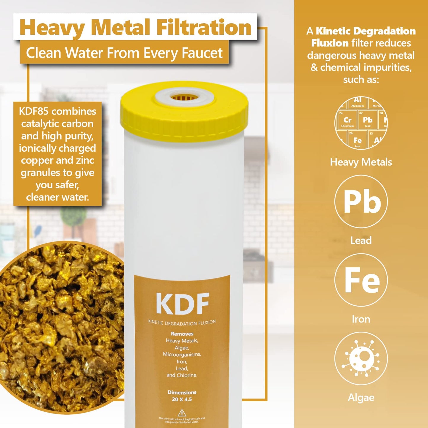 Express Water Whole House Heavy Metal Water Filter Set - Sediment, Carbon Block, KDF - 5 Micron - 4.5" x 20" inch