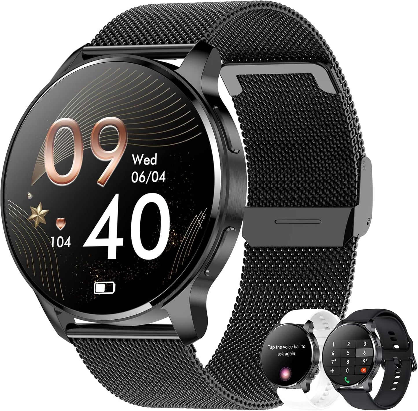 HER Luxury Smart Watch with Bluetooth Calling, 1.32" Custom Dial Fitness Tracker – Heart Rate, Sleep & Step Monitor, Waterproof, Android & iPhone Compatible