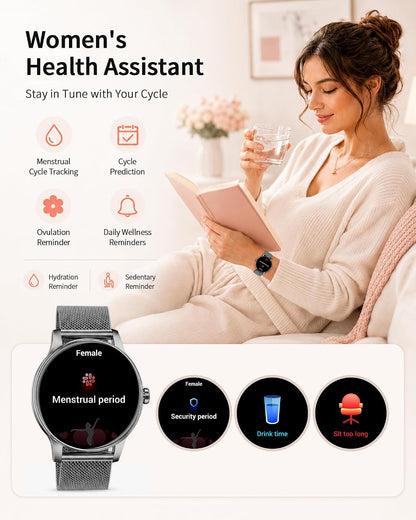 HER Luxury Smart Watch with Bluetooth Calling, 1.32" Custom Dial Fitness Tracker – Heart Rate, Sleep & Step Monitor, Waterproof, Android & iPhone Compatible