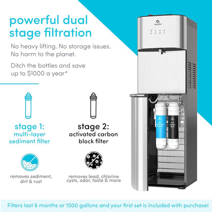 Avalon Self Cleaning Bottleless Water Cooler Water Dispenser, 3 Temperature, NSF/UL/Energy Star Approved, Stainless Steel