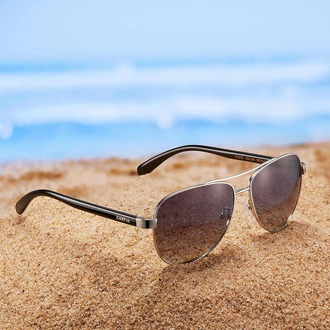 CARFIA Polarized Womens Sunglasses UV Protection Classic Pilot Sun Glasses Nickel-free Safety Metal Frame CA3216