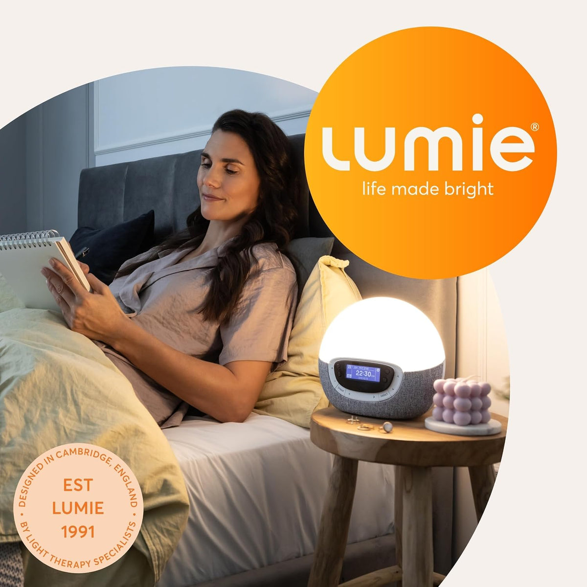 Lumie Bodyclock Shine 300 Sunrise Alarm Clock with Sunset, FM Radio & Reading Light