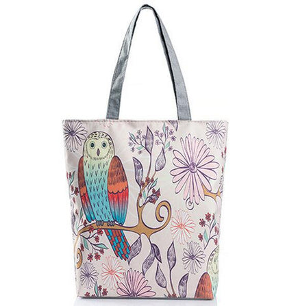 Vintage Women Canvas Bags Large Thai Owl Tote bag HandBag