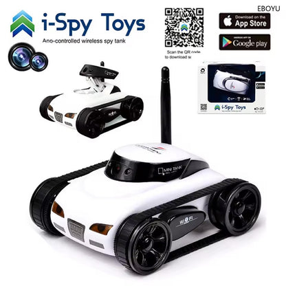 Mini Wi-Fi Spy Tank Car with Live Camera – 30W Pixel Wireless Control via iPhone, iPad, iPod – Remote Control Toy Vehicle