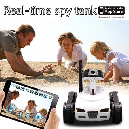 Mini Wi-Fi Spy Tank Car with Live Camera – 30W Pixel Wireless Control via iPhone, iPad, iPod – Remote Control Toy Vehicle