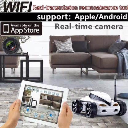 Mini Wi-Fi Spy Tank Car with Live Camera – 30W Pixel Wireless Control via iPhone, iPad, iPod – Remote Control Toy Vehicle