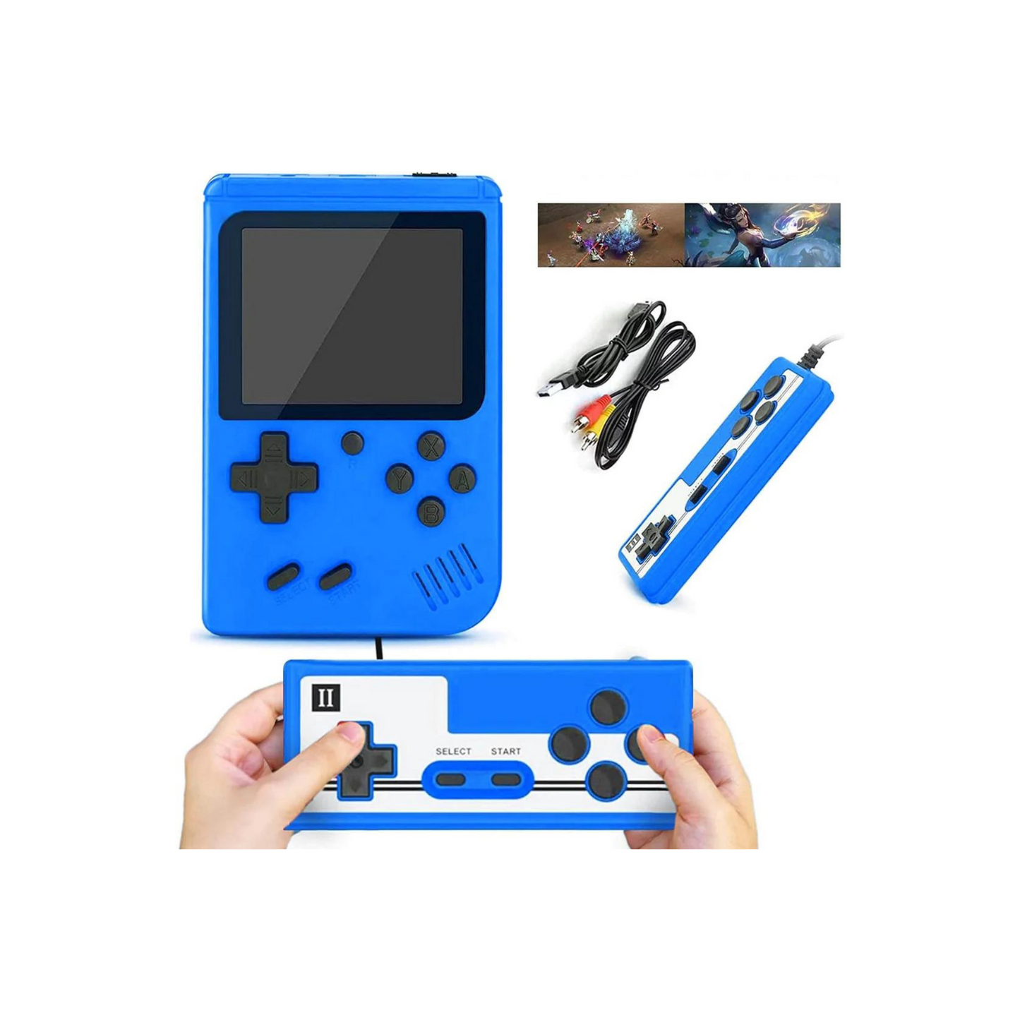 ULTREND Retro Handheld Game Console - 400 Classic Games, 3.0-Inch Screen, Rechargeable (Blue)