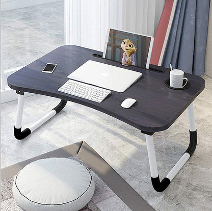 Foldable Laptop Table Bed Tray Desk – Portable Laptop Stand with Cup Holder & Tablet Slot for Bed, Sofa & Couch