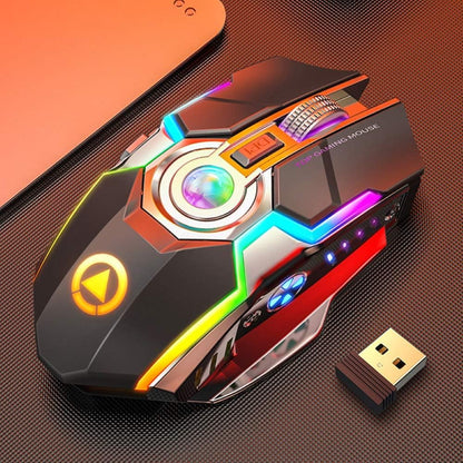 ErgoBeam Wireless Rechargeable Gaming Mouse Mice Souris, RGB Backlit 7 Buttons 1600DPI for PC Gamer Laptop Desktop Chromebook Mac