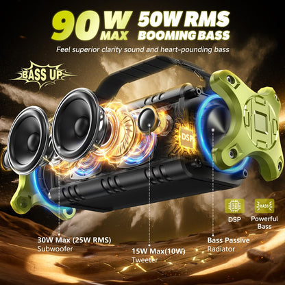 W-King 90W Peak Bluetooth Speaker, Portable Speakers Bluetooth Wireless, IPX6 Waterproof Outdoor Speakers