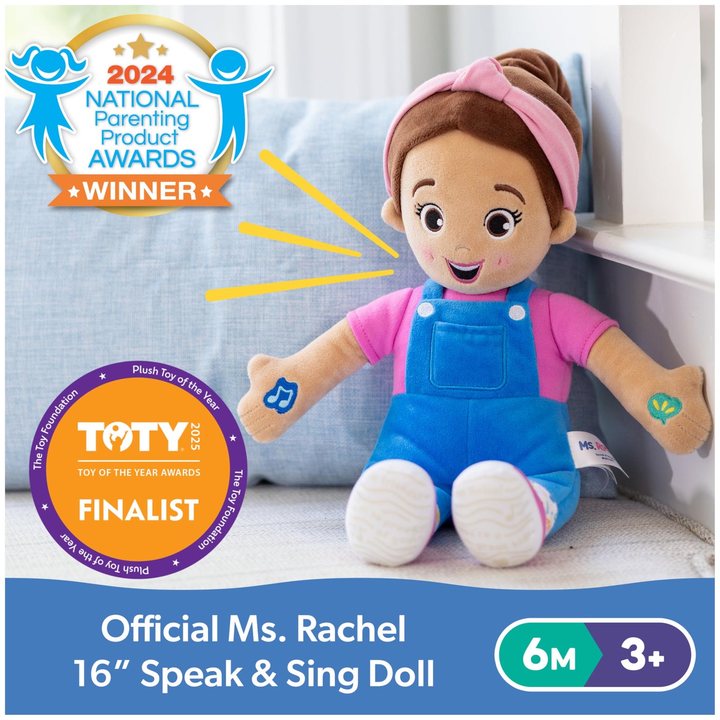 Ms. Rachel Official Speak & Sing Doll, 16” Tall Interactive Toy with 4 Songs & 16+ Phrases