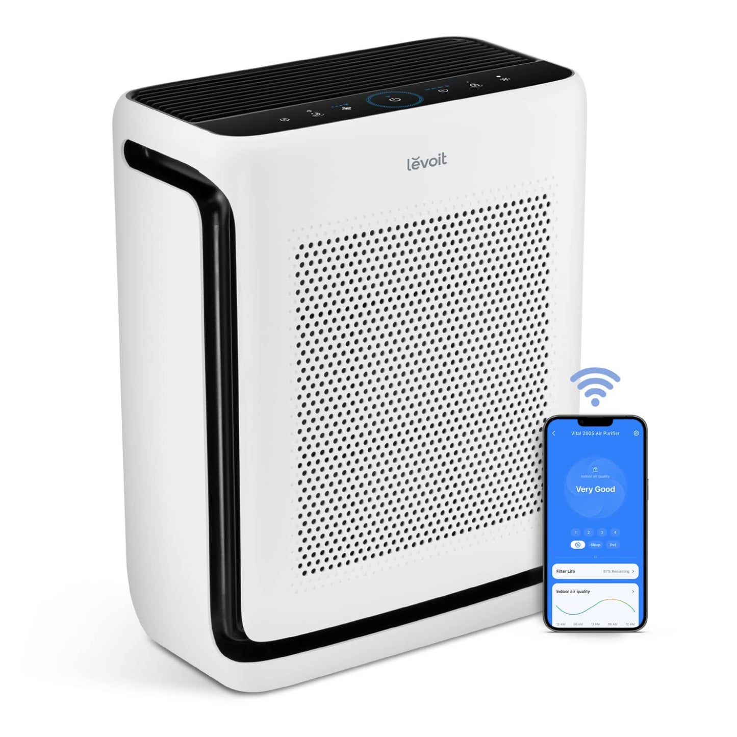 LEVOIT Vital 200S-P Smart Air Purifier for Large Rooms up to 1875 sq. ft. with Washable HEPA Filter, Wi-Fi App Control, Auto & Sleep Mode, AHAM Verified