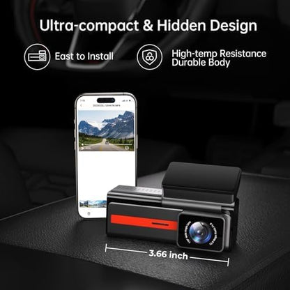 ULTRENDS 4K Dual Dash Cam Front and Rear with 1.47" Display, Wi-Fi Car Camera with 64GB Card, G-Sensor, App Control, and 24H Parking Monitor