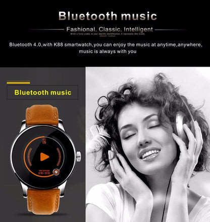 ULTREND Executive Leather Strap Bluetooth Smart Watch with Heart Rate Monitor