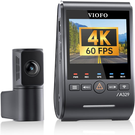 VIOFO A329S 4K 60FPS Front & 2K Rear Dash Cam, Dual STARVIS 2 Sensors, Wi-Fi 6, GPS, Voice Control, HDR Parking Mode, Supports 4TB SSD