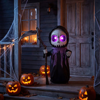 3ft Animated Lil Monster Halloween Decoration with LED Eyes, Spooky Sounds & Motion
