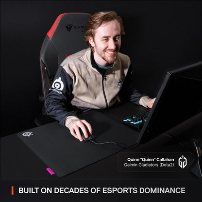 SteelSeries QcK XL Performance Control Gaming Mousepad — Extra Density for a Smooth Glide — Low-Profile Edge Stitching — Non-Slip Neoprene Rubber Base — 15.75 x 34.43 inch — FPS, MOBAs, RTS, MMO