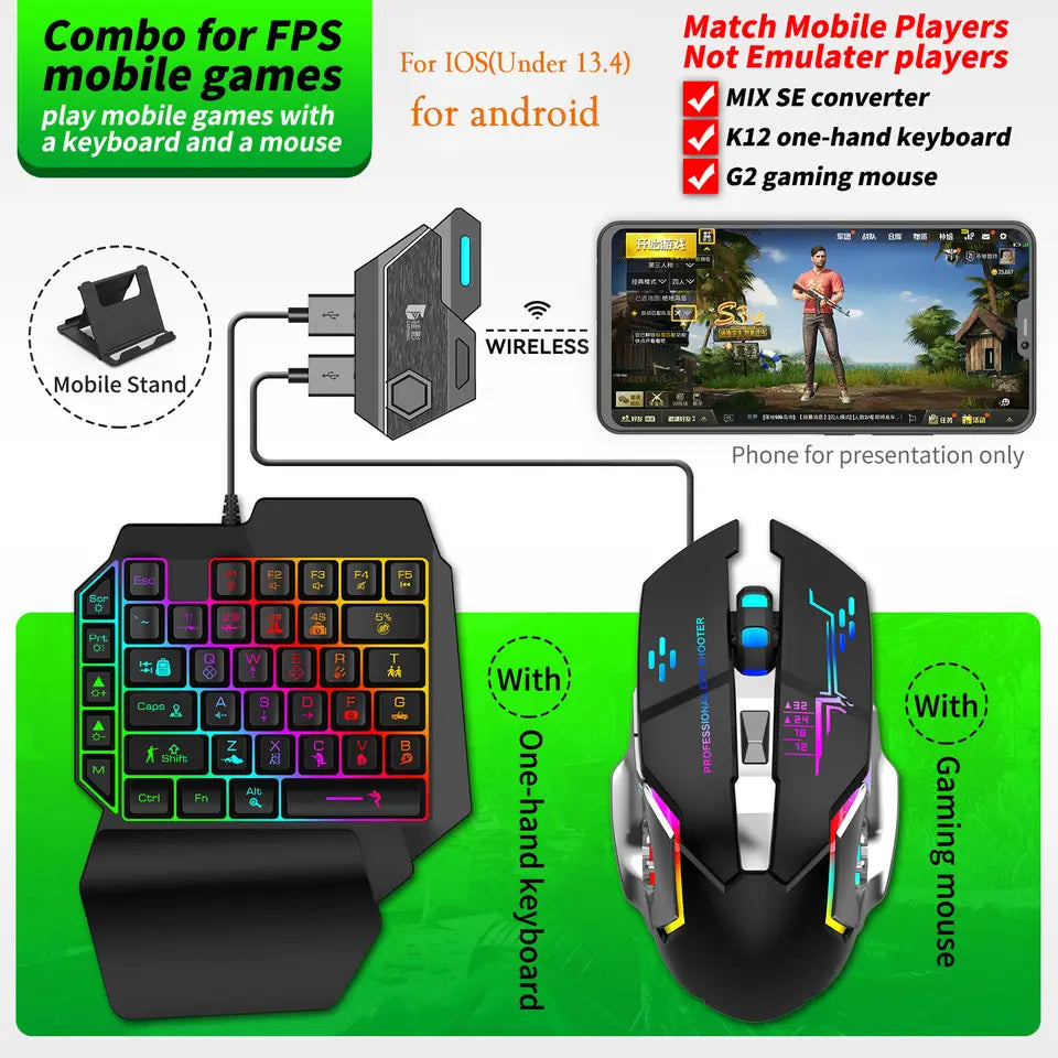 ULTREND 4-in-1 Mix SE Mouse & Keyboard Combo Pack for FPS Mobile Games.