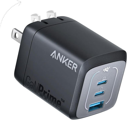 Anker Prime 67W USB C Charger, Anker GaN 3-Port Compact Fast PPS Wall Charger, for MacBook Pro/Air, Pixelbook, iPad Pro, iPhone 17/16/15/Pro, Note20, Pixel, Apple Watch, Black