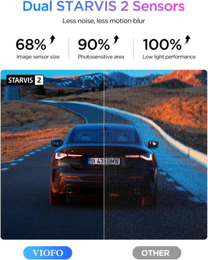 VIOFO A329S 4K 60FPS Front & 2K Rear Dash Cam, Dual STARVIS 2 Sensors, Wi-Fi 6, GPS, Voice Control, HDR Parking Mode, Supports 4TB SSD
