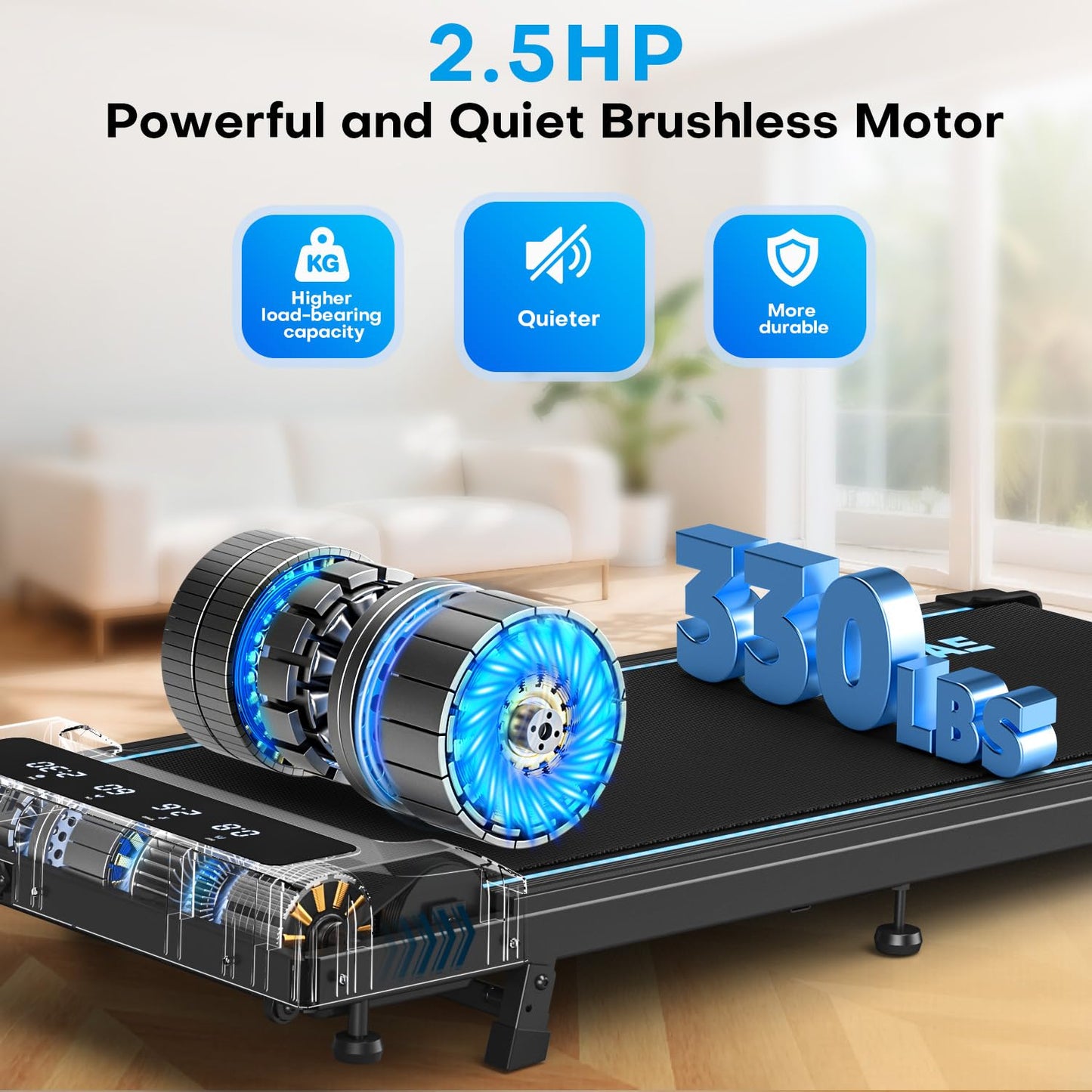 4-in-1 Walking Pad Treadmill with 9% Incline, 2.5HP Brushless Motor, 6.2 MPH Speed, 12 HIIT Programs, LED Display & Remote Control, 330 lb Capacity