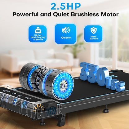 4-in-1 Walking Pad Treadmill with 9% Incline, 2.5HP Brushless Motor, 6.2 MPH Speed, 12 HIIT Programs, LED Display & Remote Control, 330 lb Capacity