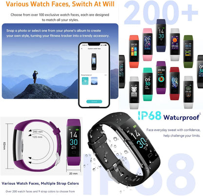 Fitness Tracker Watch with Heart Rate & Sleep Monitor, Step Counter, Calorie Tracker & Multi-Sport Modes for Android & iOS (PURPLE)
