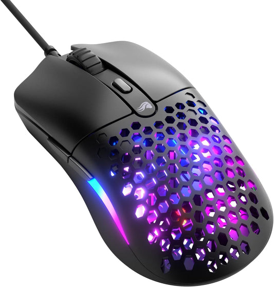 Glorious Model O Eternal Ultralight RGB Gaming Mouse - Wired - 55g Lightweight - Customizable RGB Lighting - 6 Programmable Buttons - Symmetrical Design - 12K DPI Optical Sensor - PC/Mac - Black