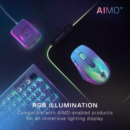 Kone XP Air Wireless Ergonomic RGB Gaming Mouse, Bluetooth, 19K DPI Optical Sensor, 100-hour Battery & Charging Dock, 29 Programmable Inputs, 4D Wheel