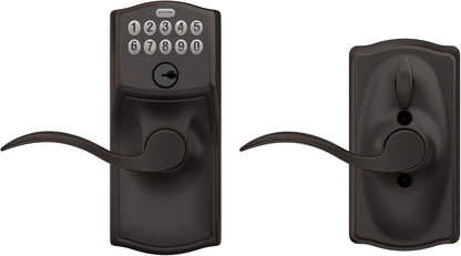 Schlage Camelot Keypad Entry with Flex-Lock and Accent Lever, Aged Bronze, FE595 CAM 716 Acc