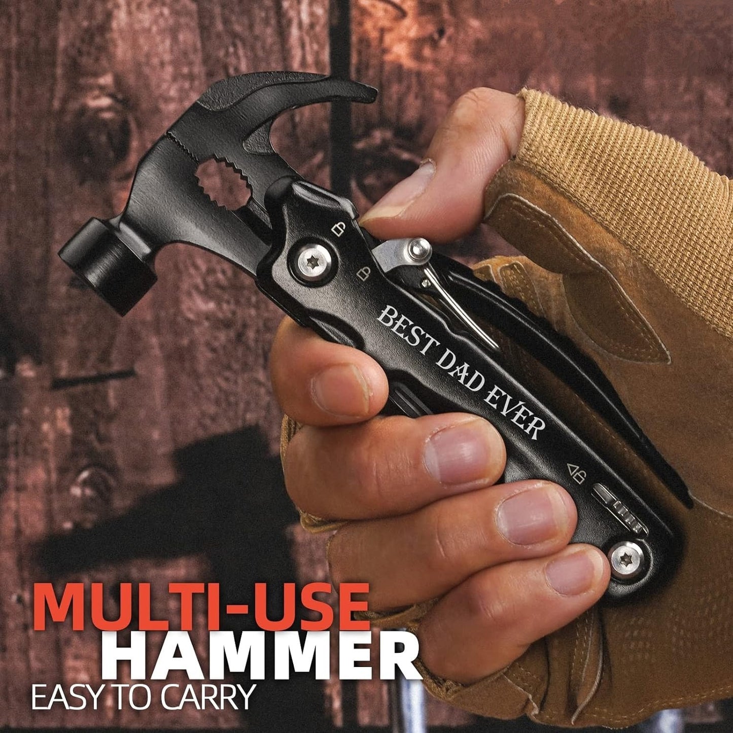 All-in-One Tools: 12-in-1 Mini Hammer Multitool - Father's Day Gifts from Kids - Cool Gadgets & Birthday Presents for Dad