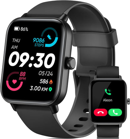 Gleam Up Smart Watch - Fitness Tracker, Heart Rate Monitor, IP68 Waterproof (Black)