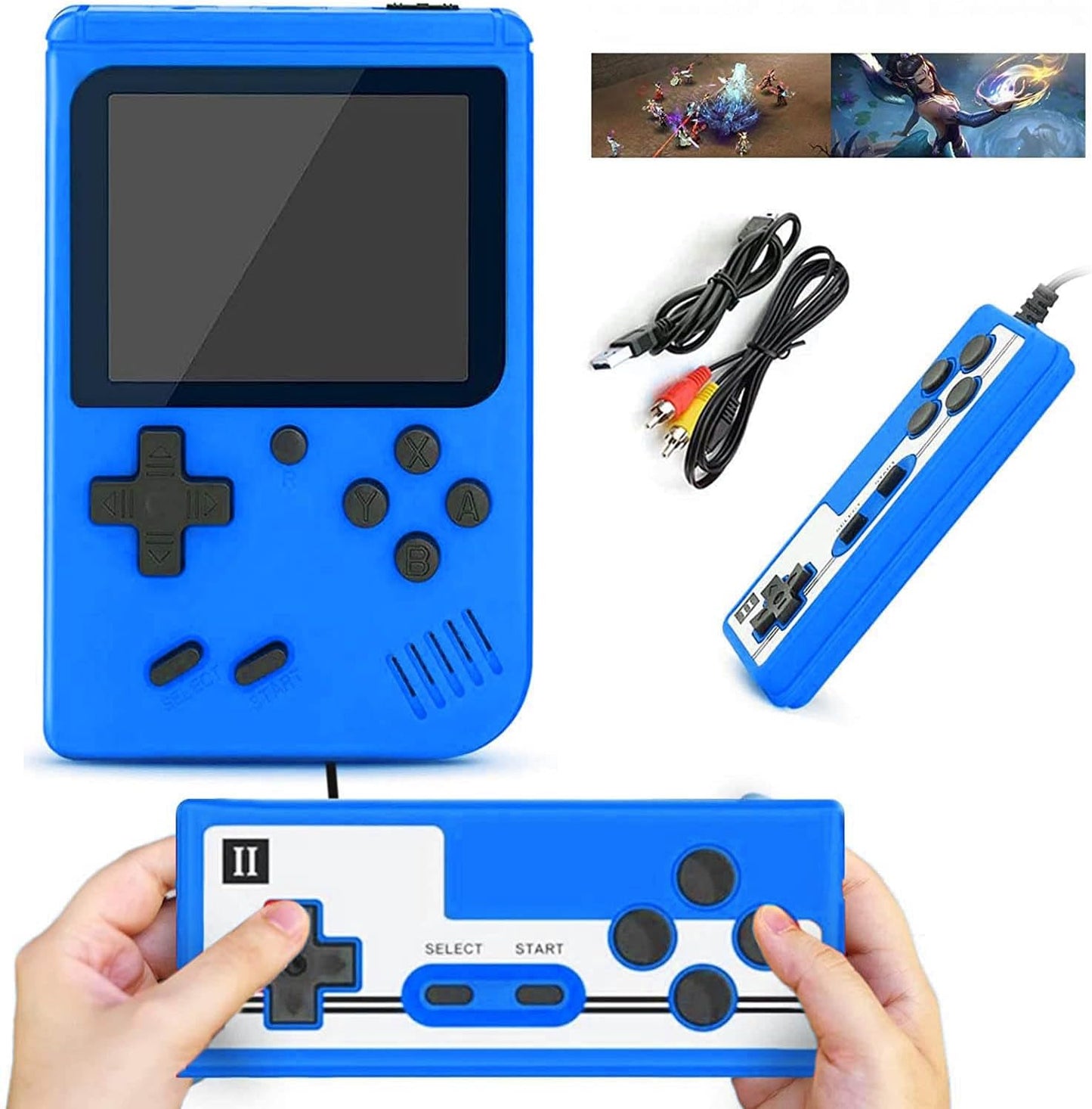 ULTREND Retro Handheld Game Console - 400 Classic Games, 3.0-Inch Screen, Rechargeable (Blue)